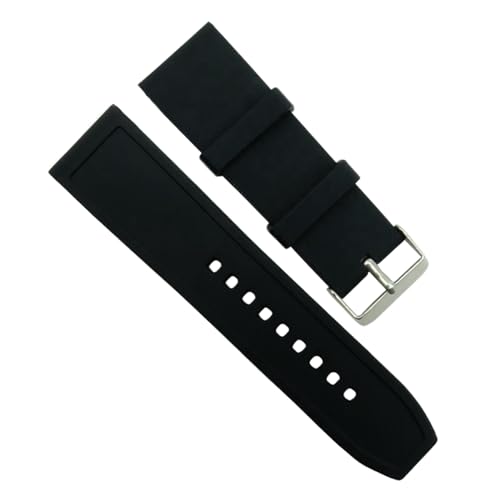 Chlikeyi Armband aus farbigem Kautschuk, wasserdicht, 16-28mm, Schwarz, 28 mm von Chlikeyi