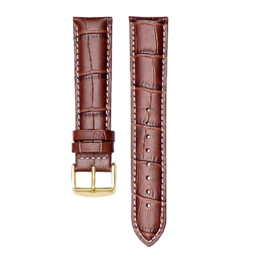Chlikeyi Echtleder-Uhrenarmband 12mm-24mm, Armband mit goldener Dornschließe, weiße Linie, Braun, 17mm Chlikeyi Echtleder-Uhrenarmband 12mm-24mm, Armband mit goldener Dornschließe, weiße Linie, Braun, 17mm von Chlikeyi