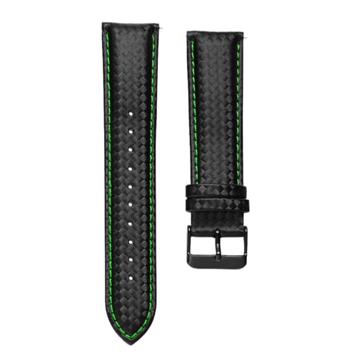 Chlikeyi Echtlederbänder 22-24mm, Schwarze grüne Linie, 22mm von Chlikeyi