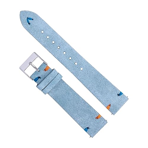Chlikeyi Handgenähtes Wildleder-Uhrenarmband, 18/20mm, für Herren/Damen, beige/grün/blau, Schnellverschluss-Uhrenarmband, Himmelblau 2, 18 mm von Chlikeyi