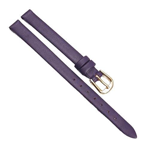 Chlikeyi Kleines, ultradünnes Uhrenarmband aus weichem Leder, echte Damenuhrenkette, einfarbig, 6-12mm, Lila Gold, 8 mm von Chlikeyi