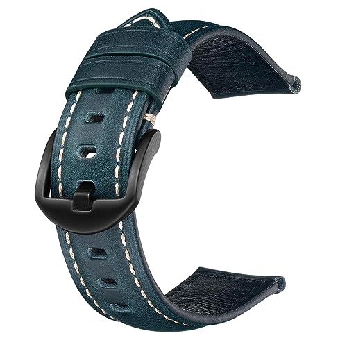 Chlikeyi Ölwachs-Leder-Uhrenarmbänder, 20-24mm, echtes Leder-Armband, Uhrenzubehör für Herren, Blau, 22 mm Chlikeyi Ölwachs-Leder-Uhrenarmbänder, 20-24mm, echtes Leder-Armband, Uhrenzubehör für Herren, Blau, 22 mm von Chlikeyi