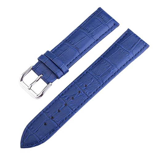 Chlikeyi Uhrenarmbänder, Armband, Gürtel, Damen, echtes Leder, 10-24mm, mehrfarbige Bänder, Blau, 22mm von Chlikeyi