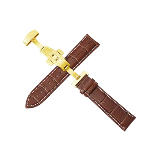 Chlikeyi Uhrenarmbänder 316L Double Push Automatic Butterfly Buckle Kalbslederarmband 12-24mm, Farbe 5, 14mm von Chlikeyi