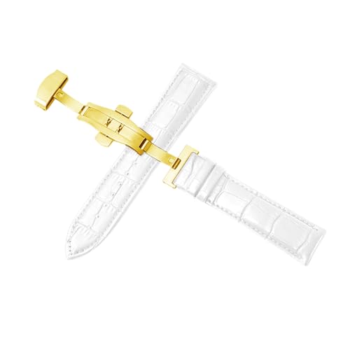 Chlikeyi Uhrenarmbänder 316L Double Push Automatic Butterfly Buckle Kalbslederarmband 12-24mm, Farbe 7, 17mm von Chlikeyi