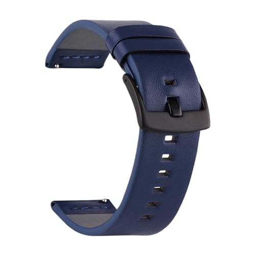 Chlikeyi Uhrenarmbänder aus echtem Leder 18-24mm, Schwarze Schnalle Blau, 24mm von Chlikeyi