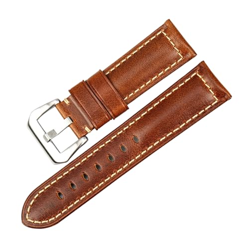 Chlikeyi Uhrenarmband, braunes Vintage-Ölwachs-Leder, 20-26mm, Farbe 10, 26mm von Chlikeyi