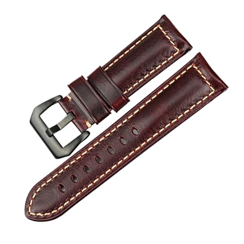 Chlikeyi Uhrenarmband, braunes Vintage-Ölwachs-Leder, 20-26mm, Farbe 11, 23mm von Chlikeyi