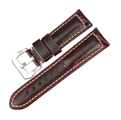 Chlikeyi Uhrenarmband, braunes Vintage-Ölwachs-Leder, 20-26mm, Farbe 12, 22mm von Chlikeyi