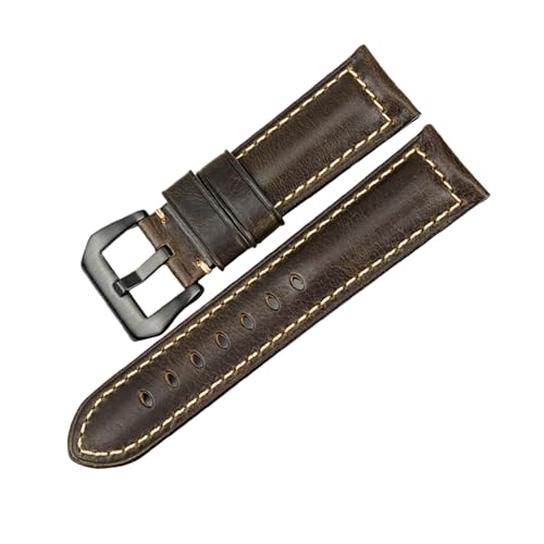 Chlikeyi Uhrenarmband, braunes Vintage-Ölwachs-Leder, 20-26mm, Farbe 7, 23mm von Chlikeyi