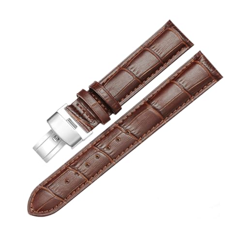 Chlikeyi Uhrenarmband Faltschließe Uhr Leder Kalbsleder 18-24mm, Braun, 14mm von Chlikeyi