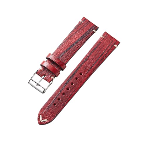 Chlikeyi Uhrenarmband Vintage Schnellverschluss 18-22mm Holzstruktur, Rot, 22mm von Chlikeyi