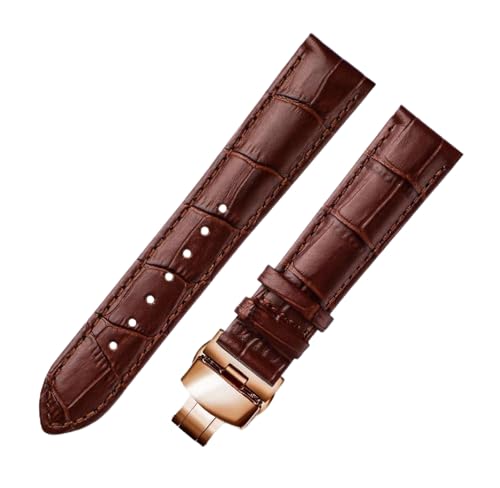 Chlikeyi Uhrenarmband aus echtem Leder, 12-24mm, mit Butterfly-Verschluss, Armband mit roségoldener Doppel-Schnalle, Braun, 22mm Chlikeyi Uhrenarmband aus echtem Leder, 12-24mm, mit Butterfly-Verschluss, Armband mit roségoldener Doppel-Schnalle, Braun, 22mm von Chlikeyi