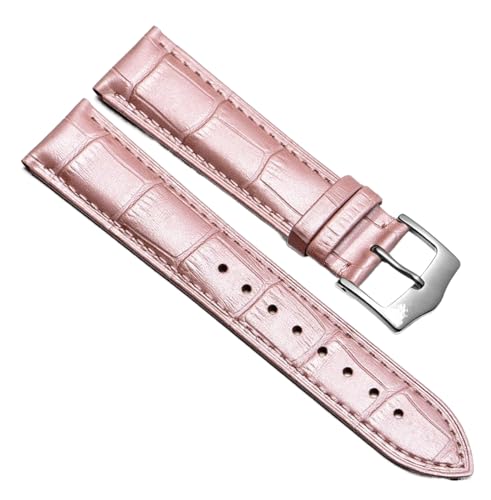 Chlikeyi Uhrenarmband aus echtem Leder, modisches Universal-Lederarmband für Damen, Rosa Silber 1, 18 mm von Chlikeyi