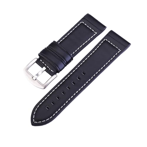 Chlikeyi Uhrenarmband aus echtem Leder, weicher Uhrengürtel, Schwarz/Braun/Blau/Hellbraun, 14-24mm, Schwarz, 22mm von Chlikeyi