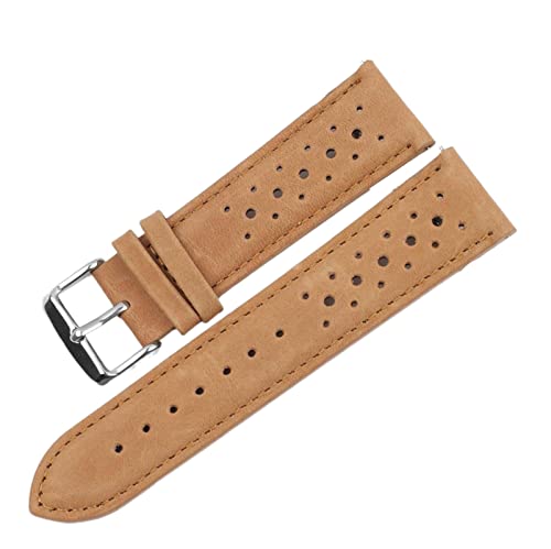 Chlikeyi Uhrenarmband aus echtem Leder 18–24 mm atmungsaktives poröses Armband Uhrenarmband handgefertigte Nähte von Chlikeyi