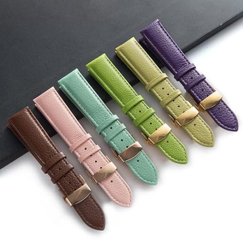 Chlikeyi Uhrenarmband aus echtem Leder mit Butterfly-Verschluss, 13mm – 22mm, Farbe 6, 18mm von Chlikeyi