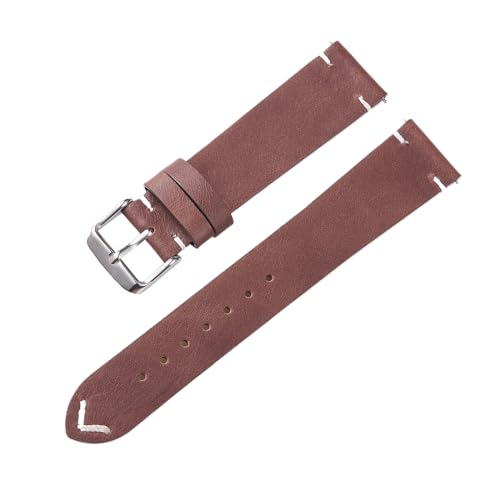 Chlikeyi Uhrenarmband aus mattiertem Retro-Leder, 18-22mm, mit schnell abnehmbarer, ultradünner, weicher Oberschicht aus Rindsleder, Dunkelbraun, 22mm von Chlikeyi