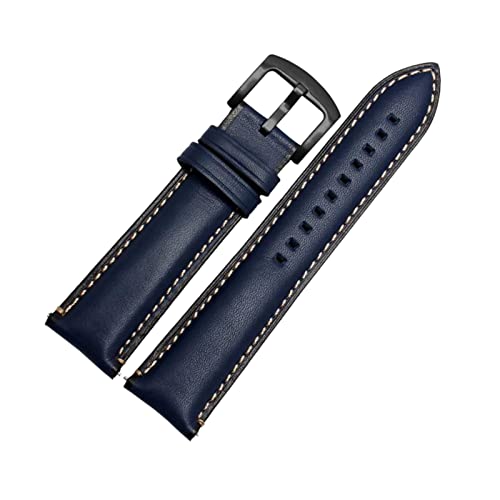 Chlikeyi Universal-Lederarmband, Armband 20 mm 22 mm 24 mm braun Blaues Lederarmband, blue Black, 24 mm von Chlikeyi