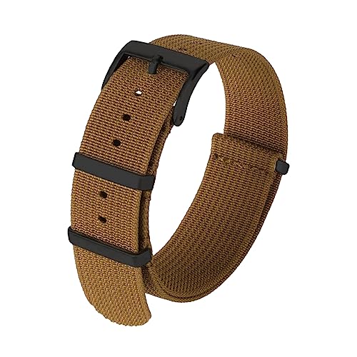 Chlikeyi Universelles Uhrenarmband, Nylonband, 20mm und 22mm, Armband, Militär-Armband für Herren, Braun 2, 22mm von Chlikeyi