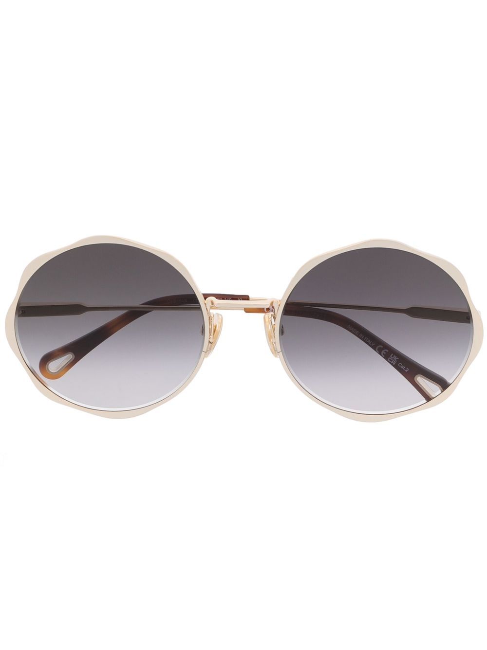 Chloé Eyewear Runde Sonnenbrille mit Logo-Gravur - Gold von Chloé Eyewear