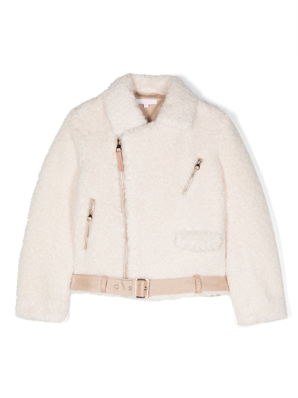 Chloé Kids Bikerjacke aus Faux Shearling - Weiß von Chloé Kids