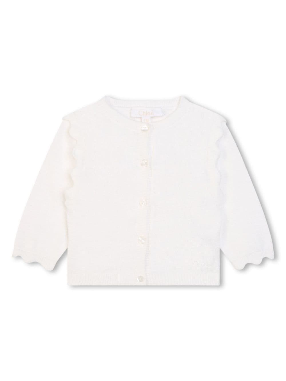 Chloé Kids Cardigan mit Muschelsaum - Weiß von Chloé Kids