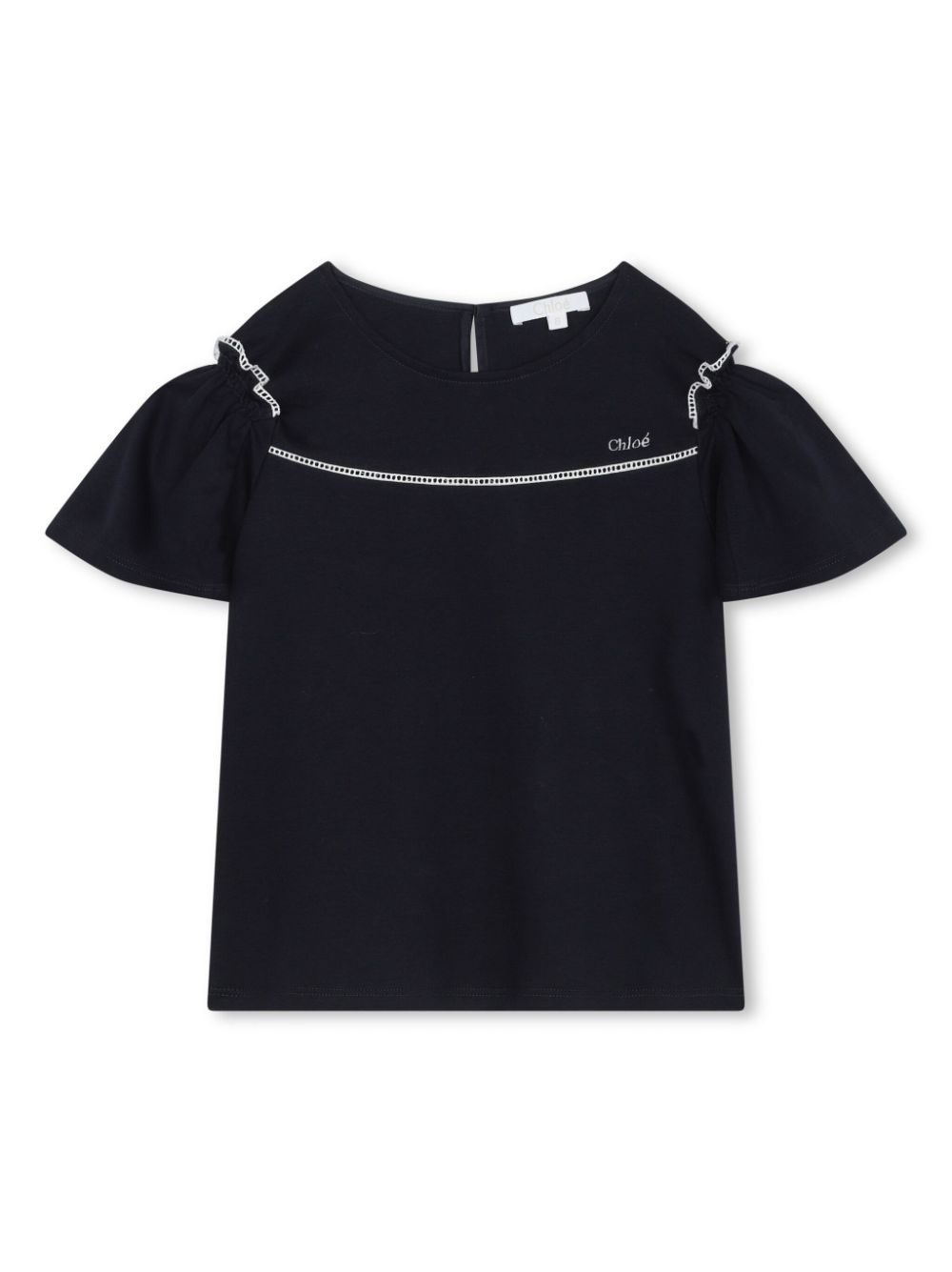 Chloé Kids Geraffte Bluse mit Ösen - Blau von Chloé Kids