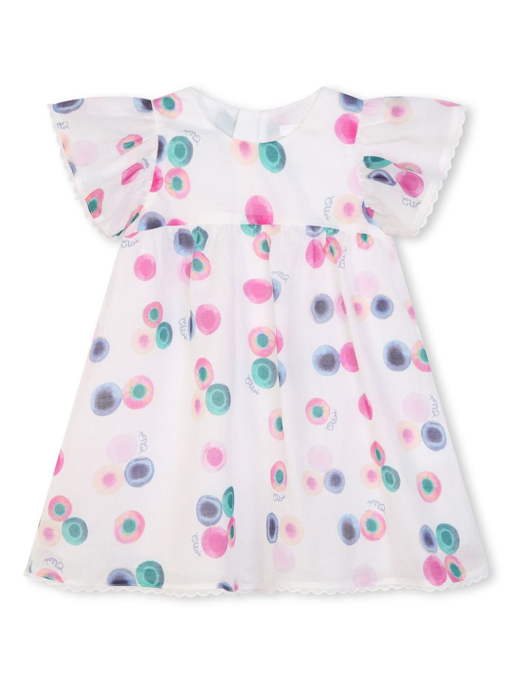 Chloé Kids Gerüschtes Kleid mit Print - Weiß von Chloé Kids