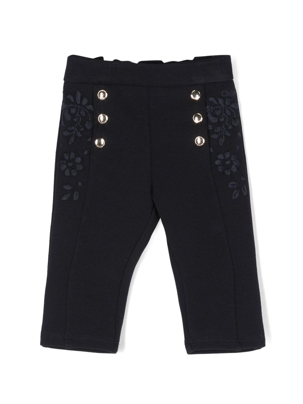 Chloé Kids High-Waist-Hose mit Blumenstickerei - Blau von Chloé Kids