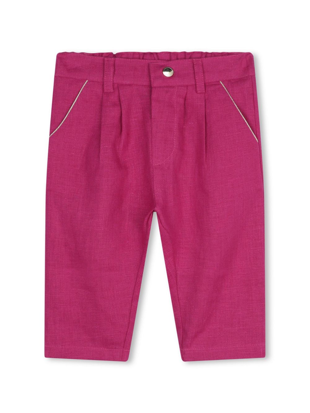 Chloé Kids Hose aus Leinen mit Logo-Stickerei - Rosa von Chloé Kids