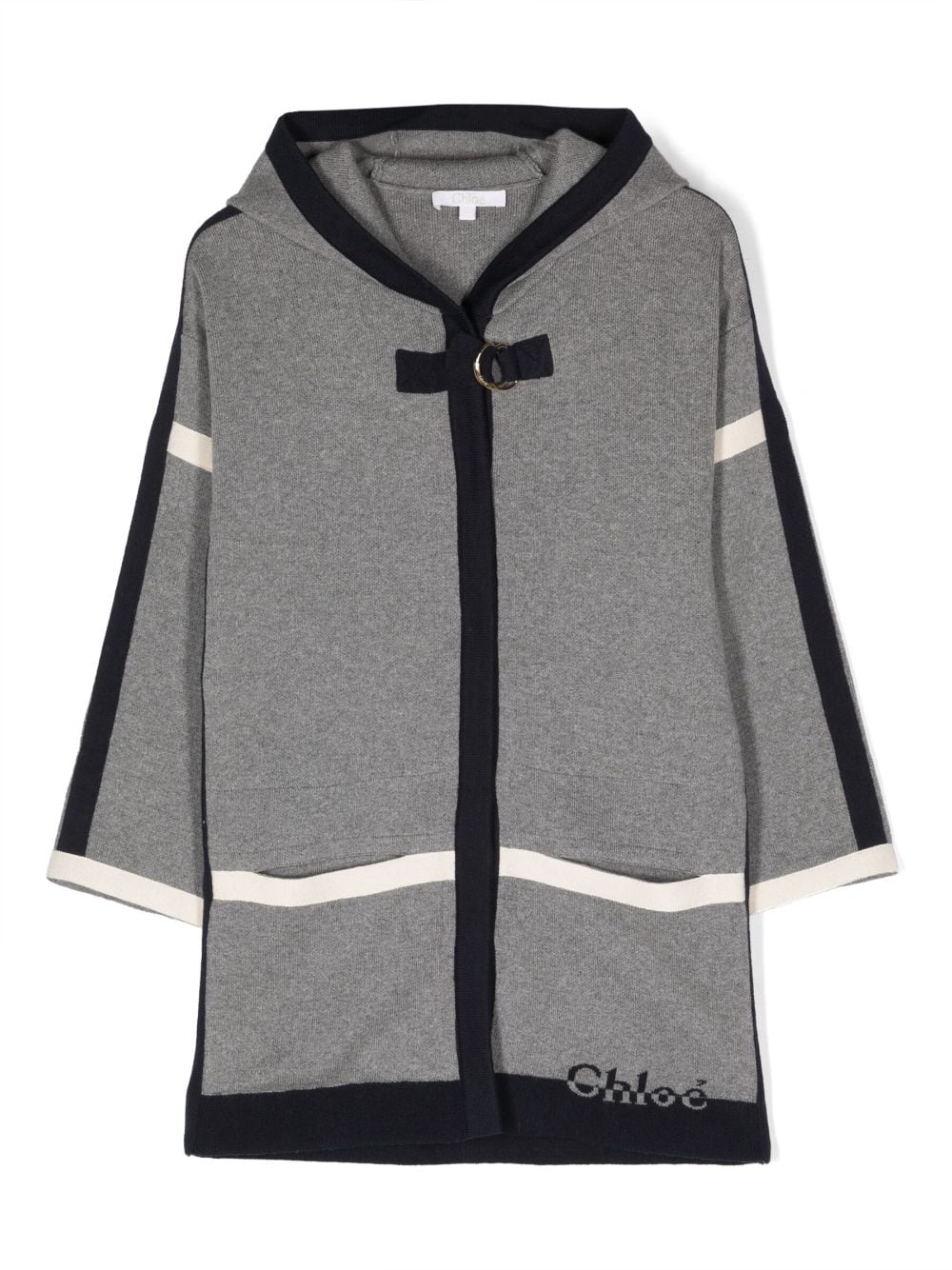 Chloé Kids Kapuzenmantel mit Intarsien - Grau von Chloé Kids