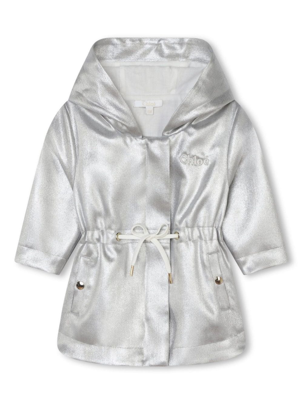 Chloé Kids Kapuzenmantel mit Logo-Stickerei - Silber von Chloé Kids