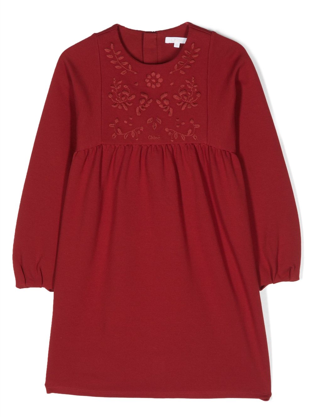 Chloé Kids Kleid mit Blumenstickerei - Rot von Chloé Kids