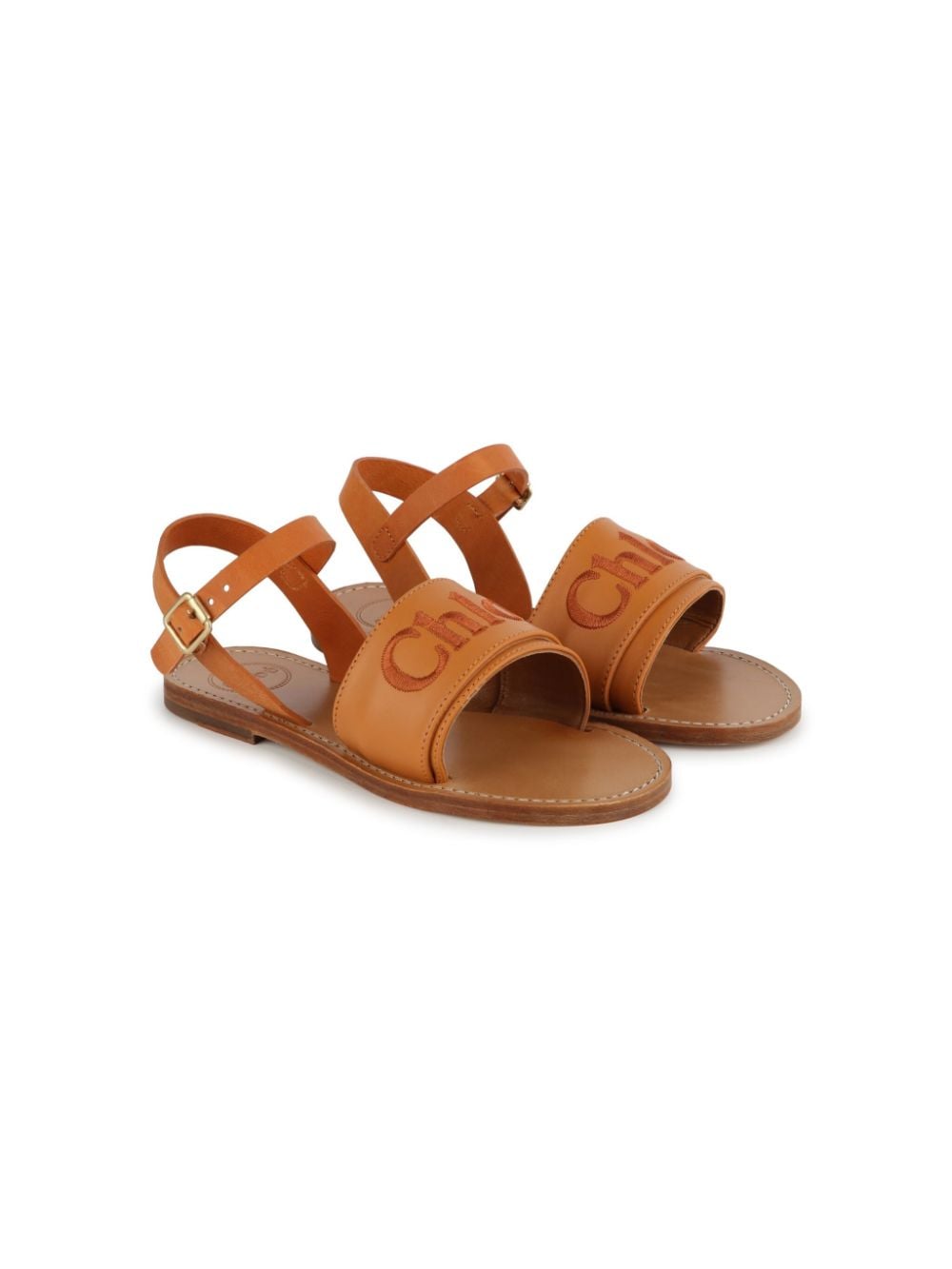 Chloé Kids Sandalen mit Logo-Stickerei - Braun von Chloé Kids