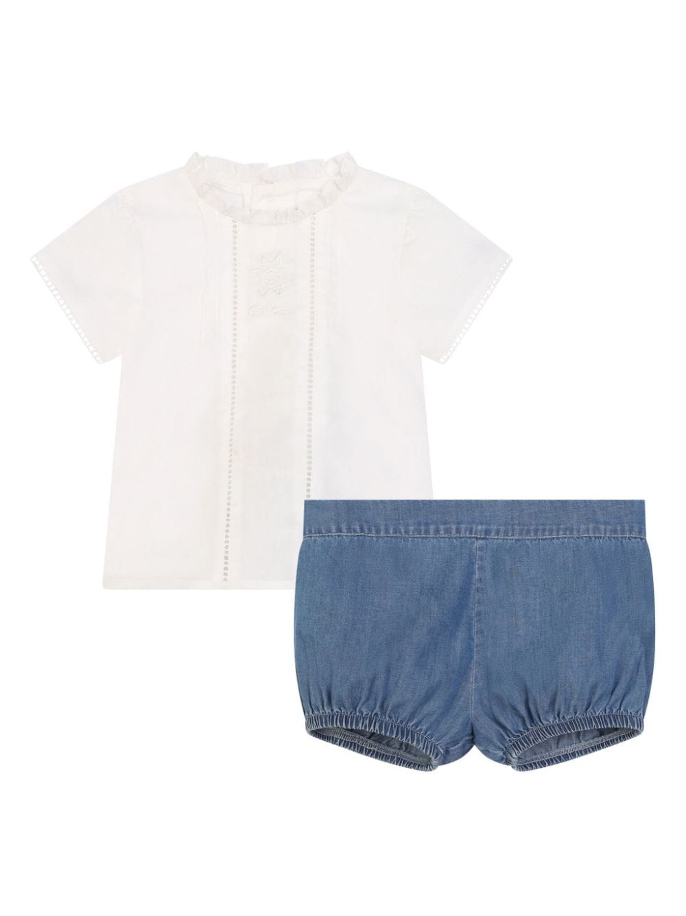 Chloé Kids Set aus Oberteil und Shorts mit Rüschendetail - Weiß von Chloé Kids