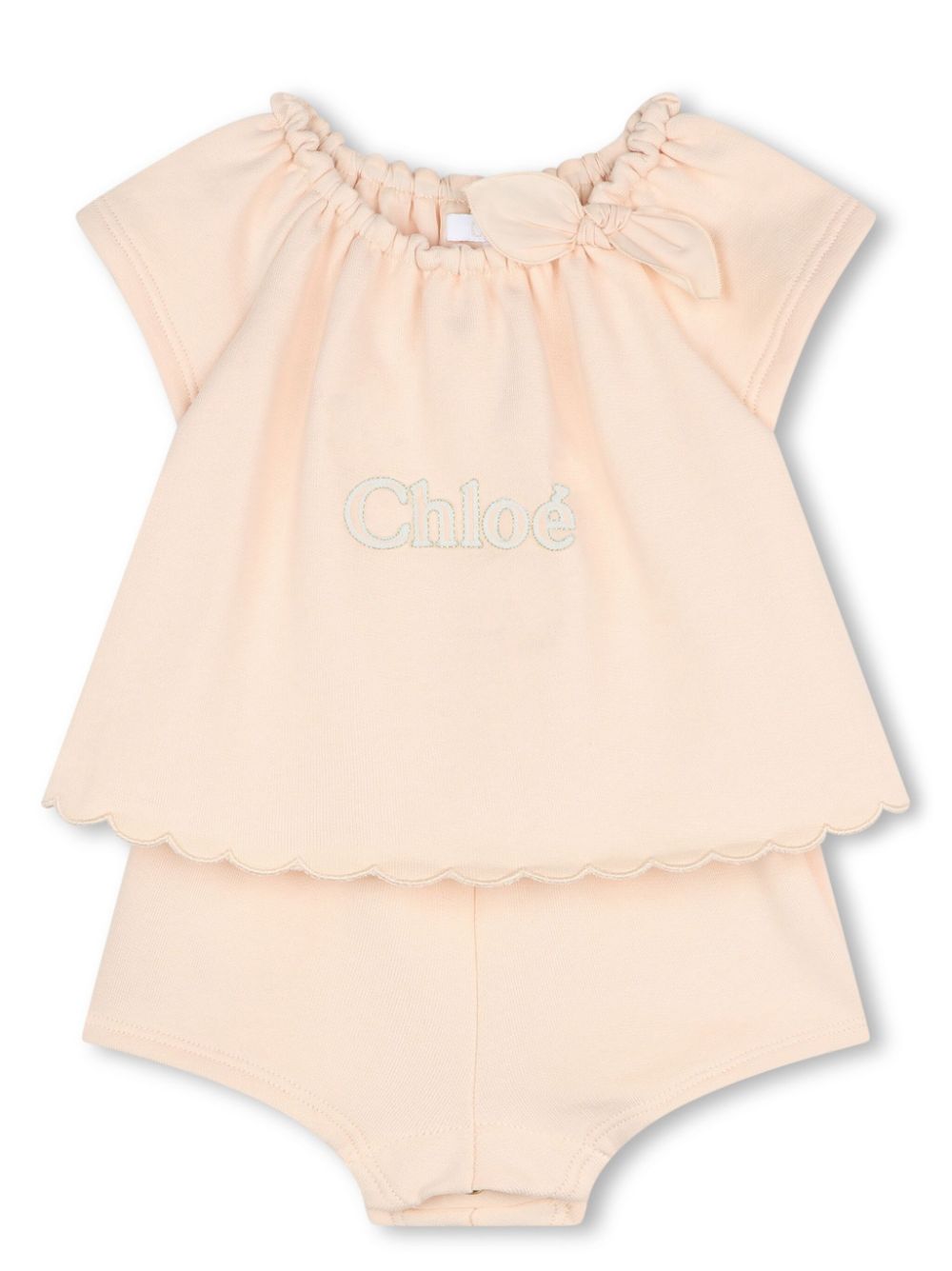 Chloé Kids Short-Set aus Bio-Material mit Logo - Nude von Chloé Kids