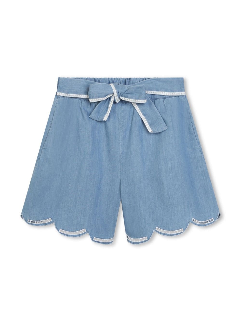 Chloé Kids Shorts aus Bio-Baumwolle mit Schleifenverschluss - Blau von Chloé Kids