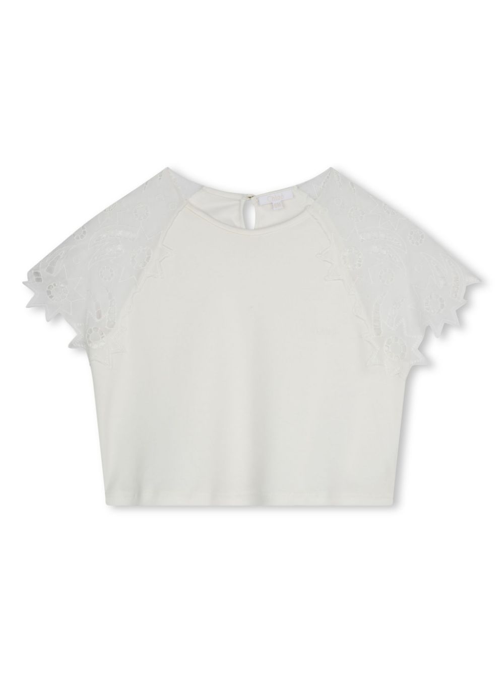 Chloé Kids T-Shirt aus Bio-Baumwolle mit Guipure-Spitze - Weiß von Chloé Kids