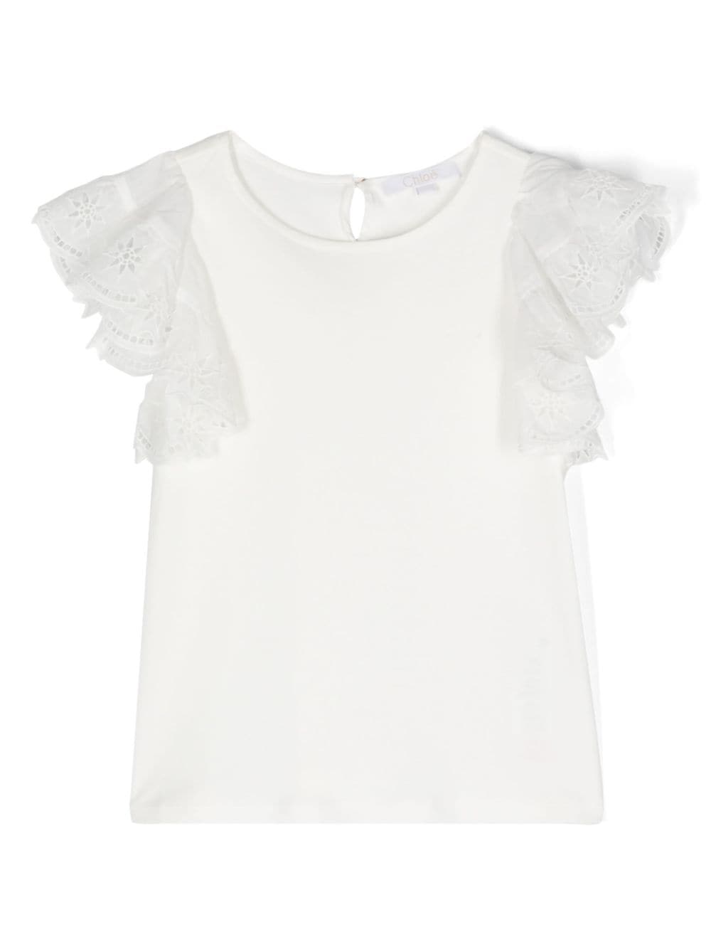 Chloé Kids T-Shirt mit Rüschendetail - Weiß von Chloé Kids