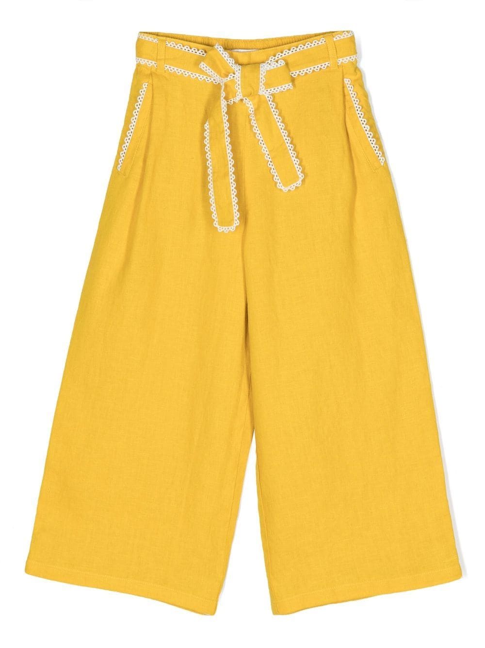 Chloé Kids Wide-Leg-Hose mit Schleife - Gelb von Chloé Kids