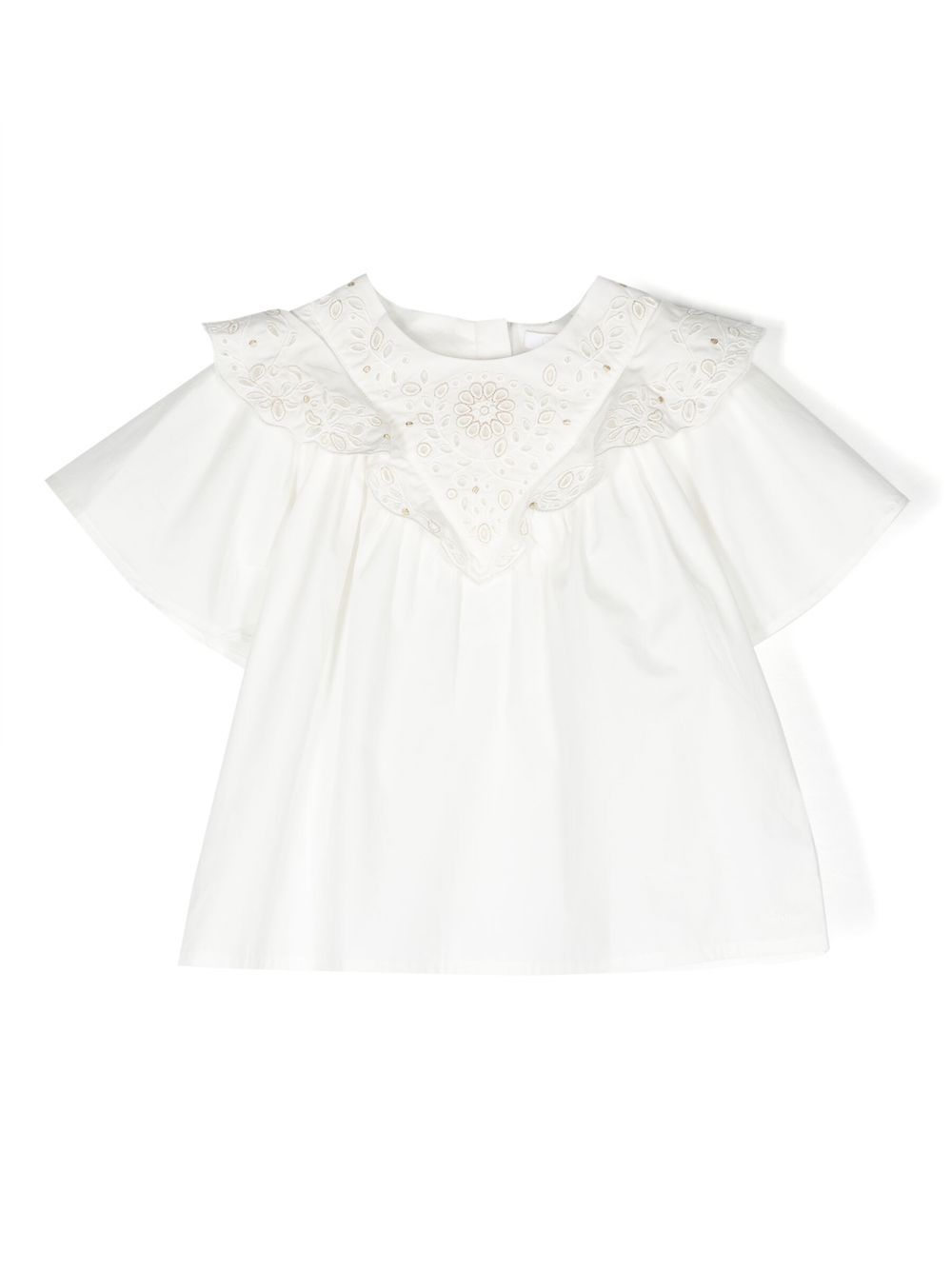 Chloé Kids Bluse mit Lochstickerei - Weiß von Chloé Kids