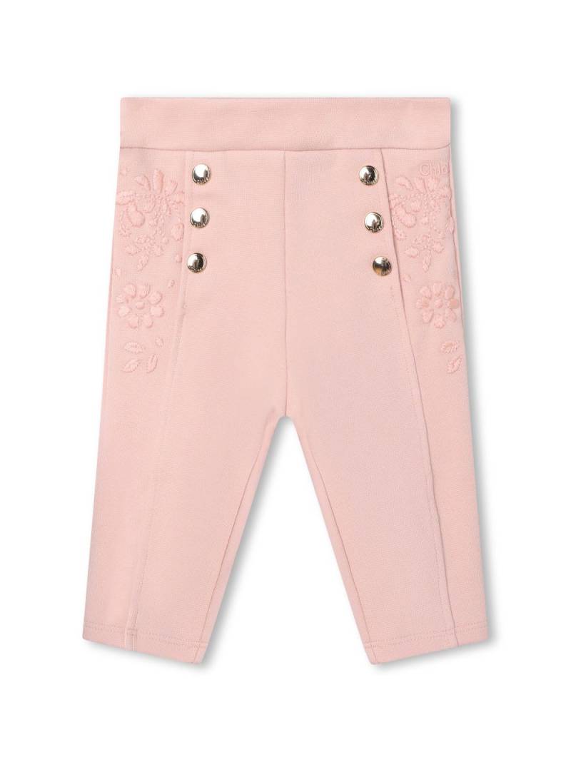 Chloé Kids Bestickte Hose aus Bio-Baumwolle - Rosa von Chloé Kids