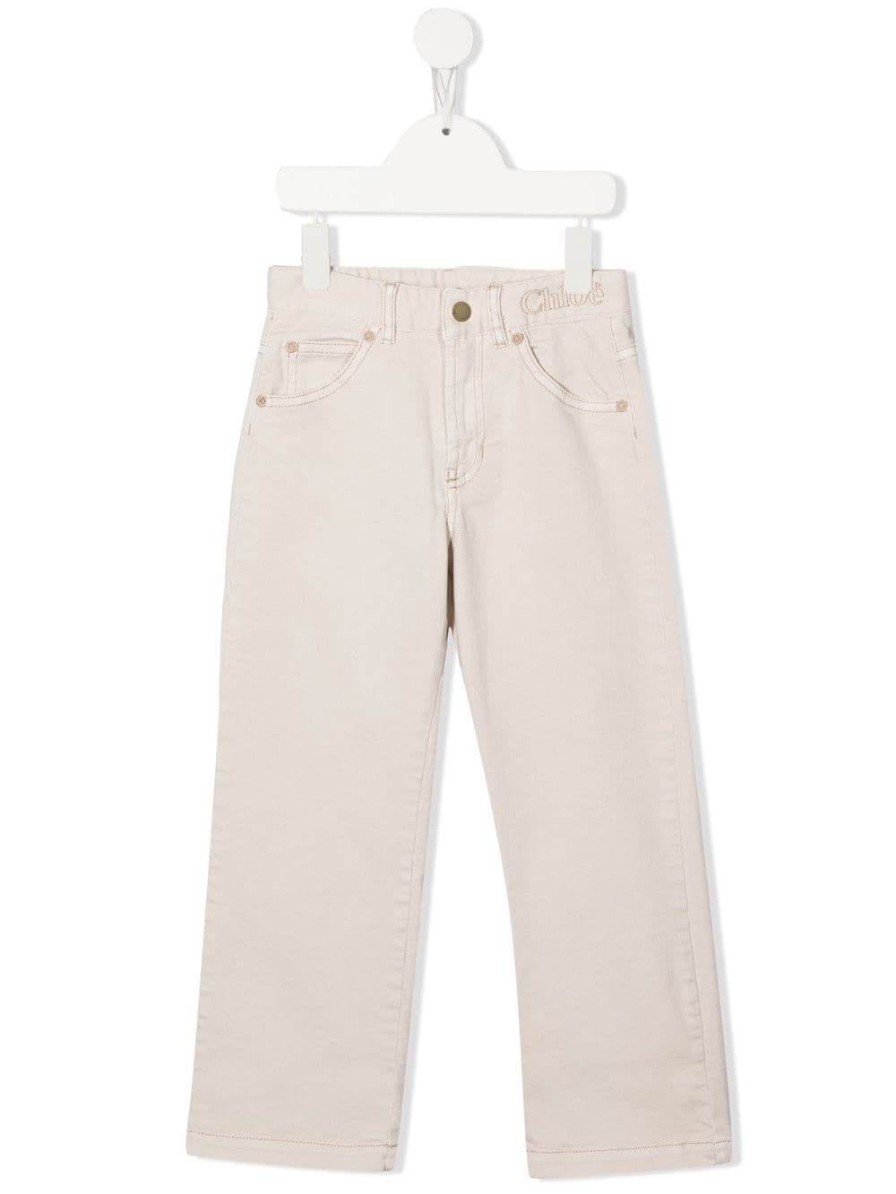 Chloé Kids Straight-Leg-Jeans mit Logo - Nude von Chloé Kids