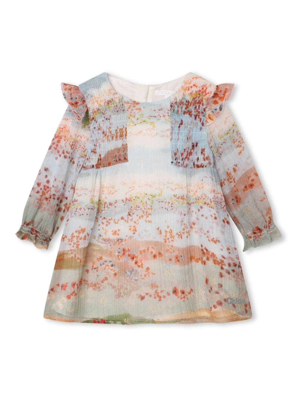 Chloé Kids Gerüschtes Kleid mit Blumen-Print - Mehrfarbig von Chloé Kids