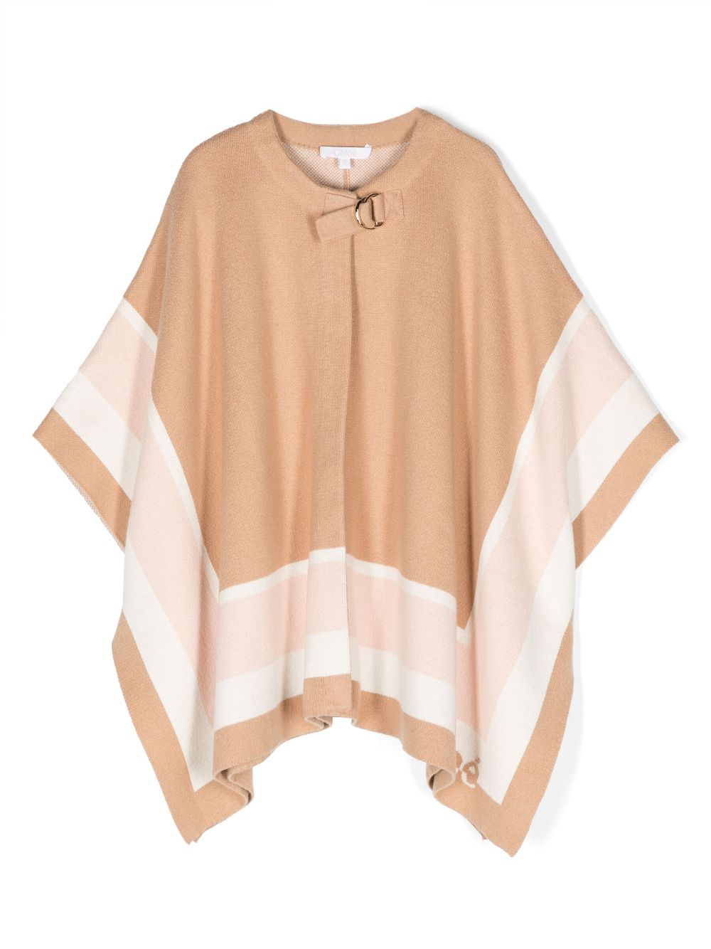 Chloé Kids Asymmetrischer Poncho mit Streifen - Braun von Chloé Kids