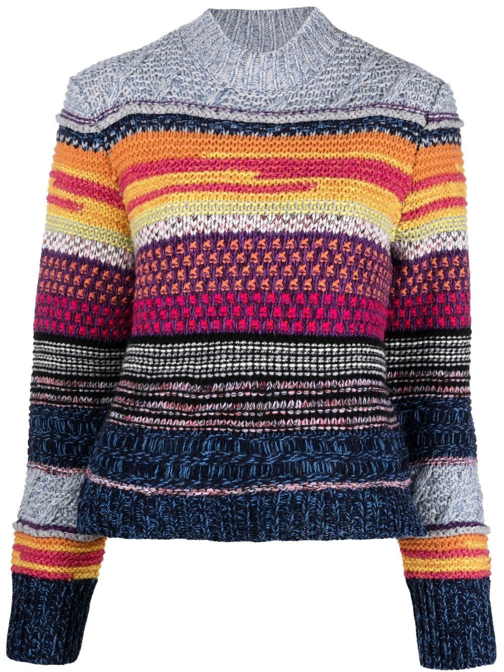 Chloé Gestreifter Pullover mit Stehkragen - Grau von Chloé