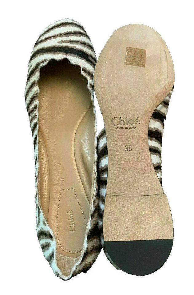 Chloé Lauren Limited Edition Zebra Schuhe Slippers Ballerina gepolsterte Innensohle, anschmiegsame Passform von Chloé