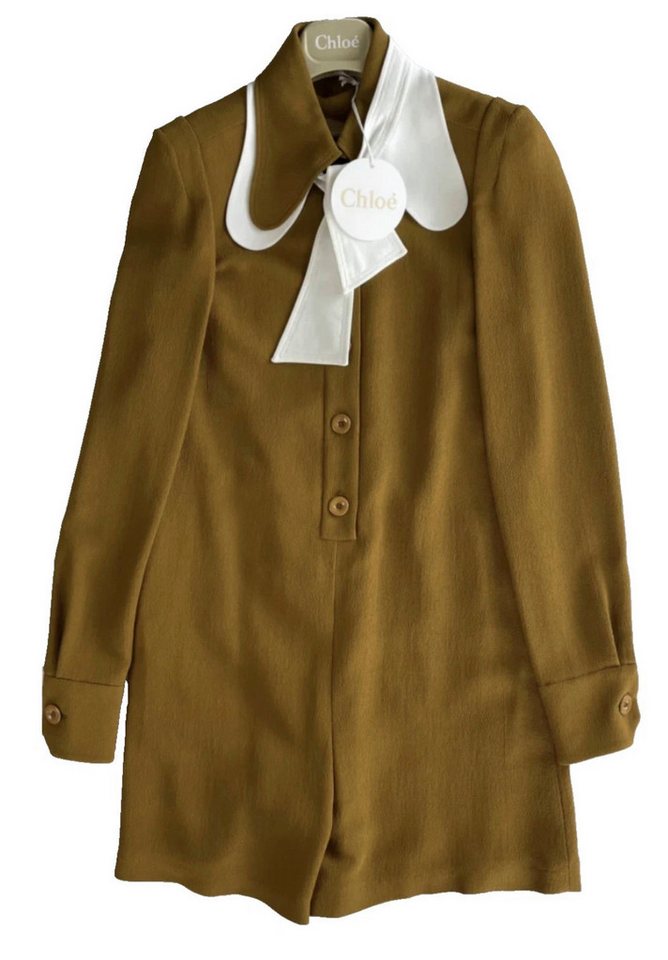 Chloé Midikleid Damen A-Linien Kleid mit Pussybow-Schleifenkragen Manschetten mit Knopfverschluss und verdeckte Knopfleiste von Chloé