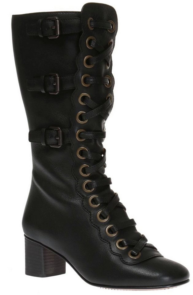 Chloé Orson Boots Schnürstiefel Schnallenstiefel Lace-Up Buckle Stiefel Reißverschlussstiefel Innenreißverschluss, Frontschnürung, seitliche Schnallen von Chloé